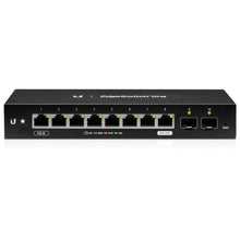 Load image into Gallery viewer, Ubiquiti UISP - Edgeswitch - 10X, 8 x Gigabit RJ45 Ports, AC/DC/24V PoE in, 1 x PoE out, 2 x SFP, Powered by 24V Passive PoE or External AC/DC Adapter
