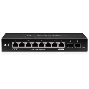 Ubiquiti UISP - Edgeswitch - 10X, 8 x Gigabit RJ45 Ports, AC/DC/24V PoE in, 1 x PoE out, 2 x SFP, Powered by 24V Passive PoE or External AC/DC Adapter