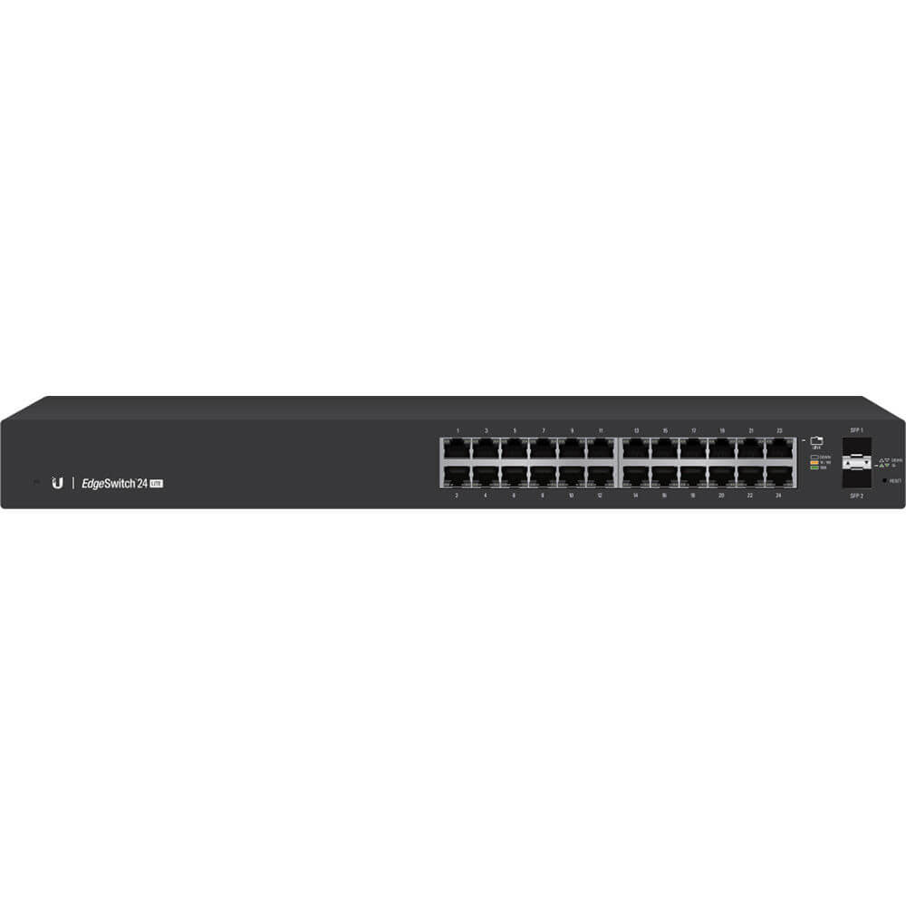 Ubiquiti UISP - EdgeSwitch - Lite 24 Port, Optional DC Input (Redundant or Stand-Alone) Gigabit, Rack/Wall Mount, 2 SFP, Fanless