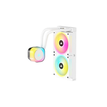 Load image into Gallery viewer, Corsair iCUE Link H100i RGB Liquid CPU Cooler - QX120 RGB Fans - White - 240mm Radiator - Fits Intel LGA 1700; AMD AM5 - Hub Included
