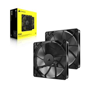 CORSAIR RS140 140mm PWM Fans Dual Pack, Fan diameter: 14 cm, Noise level (high speed): 36 dB, Maximum airflow: 95.5 cfm, Product colour: Black