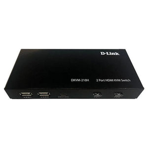 D-Link DKVM-210H 2-port KVM HDMI Switch - 2x HDMI Ports - featuring 2x HDMI ports, 2x USB Type-B ports, HDCP 2.2, Resolution up to 2 PCs, 2x port LEDs