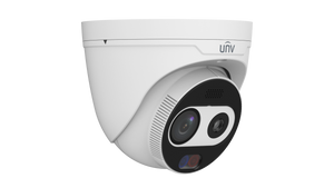 UNV H.265 4MP LightHunter Dual-spectrum Thermal Network Turret Camera, smoke, fire, Temp, Uniview SIP, 12V DC 24V AC, PoE, IP67, IR 50m, 3.2mm Thermal
