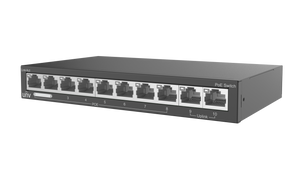 UNV 8 Port PoE Switch, supports EXTEND Mode (120W) 8-port, 2 Uplink port PoE Switch, Uniview 10 x 10/100 Ethernet Ports, POE up to 250m in EXTEND Mode