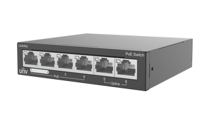 UNV - 4-Port PoE Switch, Supports Up to 250m transmission, Uniview 6 x 10/100Mbps ports support PoE, 2 Uplink port PoE