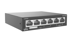 UNV - 4-Port PoE Switch, Supports Up to 250m transmission, Uniview 6 x 10/100Mbps ports support PoE, 2 Uplink port PoE
