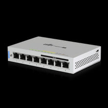 Load image into Gallery viewer, Ubiquiti UniFi Switch 8-ports, non-PoE, Gigabit, Low Power Consumption, features 8 Gigabit RJ45 Ports, 1 PoE Passthrough Port, PoE or DC Input Option
