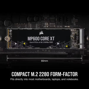 Corsair MP600 CORE XT 2TB NVMe PCIe M.2 SSD, Read speed 5000 MB/s, Write speed 4400 MB/s, Component for PC/Laptop