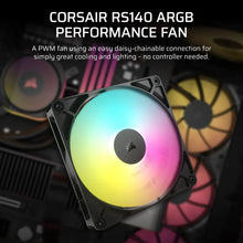 Load image into Gallery viewer, CORSAIR RS140 ARGB 140mm PWM Fans Dual Pack, Noise level 10 dB, Noise level (high speed): 36 dB, Maximum airflow: 95.5 cfm, Product colour: Black
