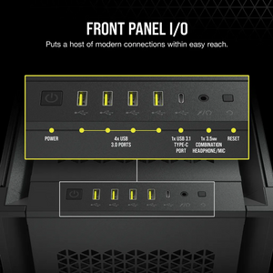 Corsair 7000D Airflow Tempered Glass Full Tower PC CASE Black, 6x3.5''; 4x2.5'', Upto 420mm Liquid Cooler, ATX, Width 248mm, Depth 550mm, Height 600mm