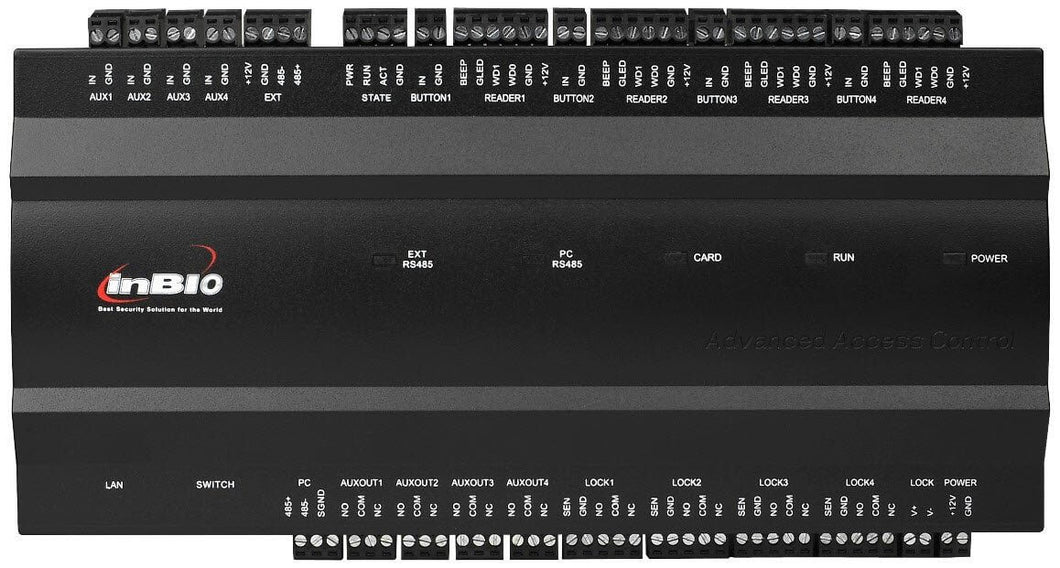 ZKTeco Inbio 460 - 4 Door Access Control Panel, TCP/IP and RS-485, Pair RS485 8 Slave Readers & only 4 Wiegand, Works on Access 3.5 Free software