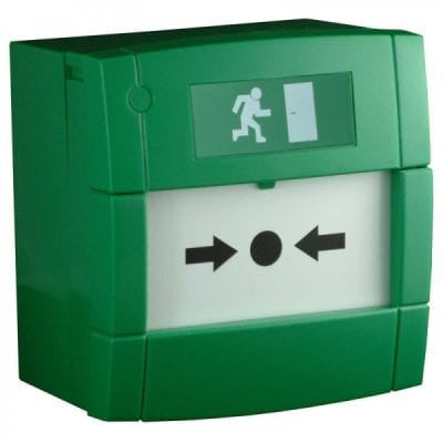 ZKTeco Emergency Green Call Point, Resettable, No back up battery incl, Mechanical emergency door release switch, Push point activation, CallPoint-G