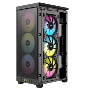 Corsair 2000D RGB ICUE Airflow Tempered Glass ITX-Tower, PC CASE, Black, AF Slim fans/SF PSU only, 2.5" HDD, Width 200 mm, Depth 271 mm, Height 458 mm