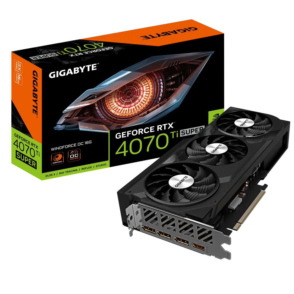 GIGABYTE Graphics nVidia GeForce RTX 4070Ti SUPER WINDFORCE OC - 16G GDDR6X HDMIx1/DP x3