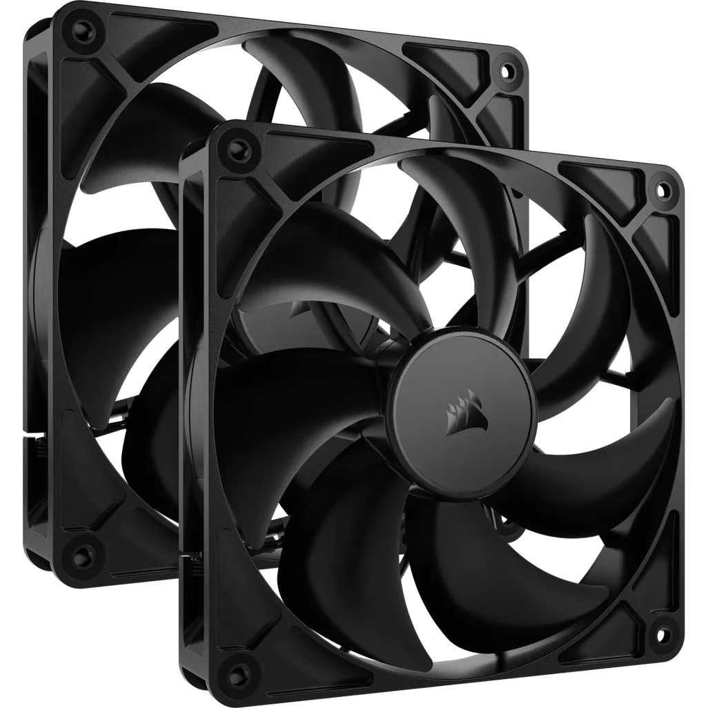 CORSAIR RS140 140mm PWM Fans Dual Pack, Fan diameter: 14 cm, Noise level (high speed): 36 dB, Maximum airflow: 95.5 cfm, Product colour: Black