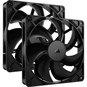 CORSAIR RS140 140mm PWM Fans Dual Pack, Fan diameter: 14 cm, Noise level (high speed): 36 dB, Maximum airflow: 95.5 cfm, Product colour: Black