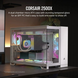 Corsair 2500X, Midi Tower, Desktop PC CASE, ATX, 18 cm, 40 cm, Micro ATX Dual Chamber PC Case; White, Width: 304 mm, Depth: 469 mm, Height: 376 mm