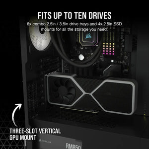 Corsair 7000D Airflow Tempered Glass Full Tower PC CASE Black, 6x3.5''; 4x2.5'', Upto 420mm Liquid Cooler, ATX, Width 248mm, Depth 550mm, Height 600mm