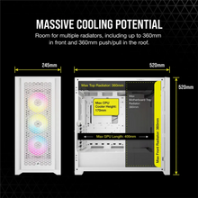 Load image into Gallery viewer, Corsair iCUE 5000D RGB Airflow Tempered Glass Mid-Tower PC CASE; White, Width: 245 mm, Depth: 520 mm, Height: 520 mm
