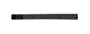 Power Distribution Unit, 1U, 10 way 3 Pin SA plug, 240v/50hz with 16 Amp thermal overload switch, side mounted, Power & Electrical Supplies, PDU-SA10