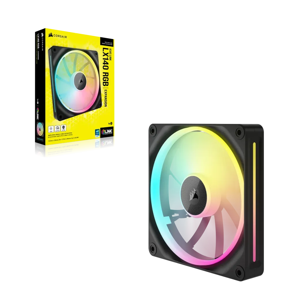 CORSAIR LX RGB Series; iCUE LINK LX140 RGB; 140mm Fan; Single Pack; Requires iCUE LINK System Hub (Sold Separately)