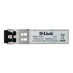 D-Link DEM-311GT 1 Port GBIC SX Multi-Mode Fiber Module 550m, SFP transceiver with Maximum data transfer rate of 1000Mbps, SFP Module for Fiber Optics