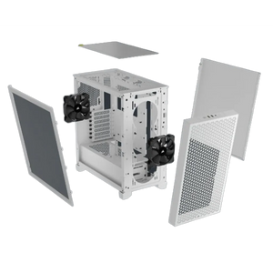 Corsair CC-9011252-WW 3000D Tempered Glass Mid-Tower PC CASE White, Supported HDD sizes: 2.5,3.5". Width: 230 mm, Depth: 462 mm, Height: 466 mm