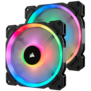 Corsair LL140 RGB 140mm Dual Light Loop RGB LED PWM 600 - 1300 RPM Cooling Fan — 2 Fan Pack with Lighting Node PRO