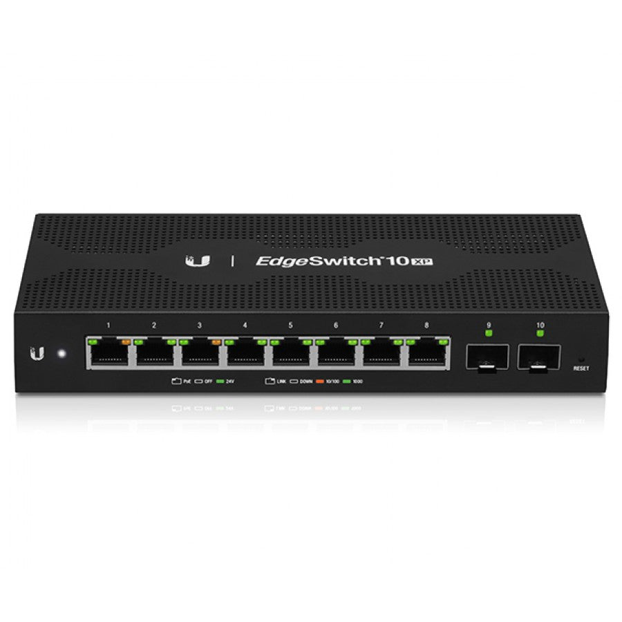 Ubiquiti UISP - Edgeswitch - 10XP, 8 x Gigabit RJ45 Ports, 2 x SFP Ports, 24V PoE Out on All Ports, AC/DC Input, UB-ES-10XP