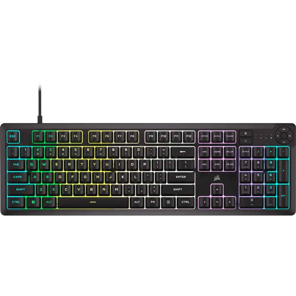 CORSAIR K55 Core Gaming Keyboard; Backlit Zoned RGB LED; Rubberdome