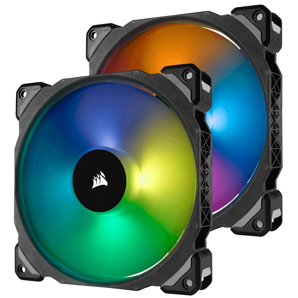 Corsair ML140 PRO RGB LED 140MM PWM Premium Magnetic Levitation Fan — Dual Fan Pack with Lighting Node PRO