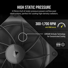 Load image into Gallery viewer, CORSAIR RX Series, iCUE LINK RX140, 140mm Fan; Dual Pack, Noise level (high speed): 36 dB, Maximum airflow: 95.7 cfm, Product colour: Black
