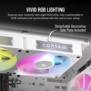 CORSAIR RX RGB Series; iCUE LINK RX120 RGB, 120mm Fan; Single Pack, Noise level (high speed): 36 dB, Maximum airflow: 73.5 cfm, Product colour: White