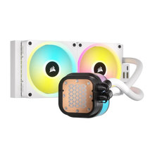 Load image into Gallery viewer, Corsair iCUE Link H100i RGB Liquid CPU Cooler - QX120 RGB Fans - White - 240mm Radiator - Fits Intel LGA 1700; AMD AM5 - Hub Included
