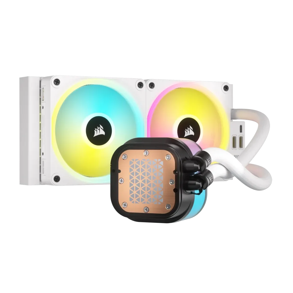 Corsair iCUE Link H100i RGB Liquid CPU Cooler - QX120 RGB Fans - White - 240mm Radiator - Fits Intel LGA 1700; AMD AM5 - Hub Included