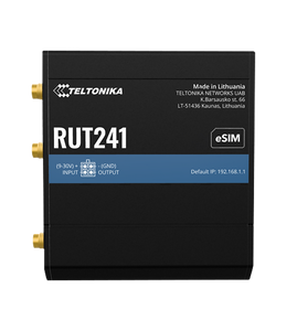 Teltonika RUT241-ESIM LTE Cat 4 Industrial Router, Wi-FI 4, 1 x WAN(100Mbps), 1 x LAN(100Mbps)