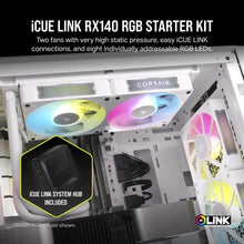 Load image into Gallery viewer, CORSAIR RX Series; iCUE LINK RX140; 140mm Fan; Dual Pack, Noise level (high speed): 36 dB, Maximum airflow: 94.7 cfm, Product colour: White
