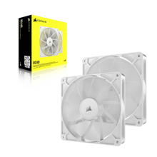 Load image into Gallery viewer, CORSAIR RS140 140mm PWM Fans Dual Pack, Noise level (high speed): 36 dB, Maximum airflow: 95.5 cfm, 330 RPM, 1700 RPM max, Product colour: White
