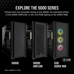 Corsair 5000D Airflow Tempered Glass Mid-Tower PC CASE; Black - 4x3.5''; 2x2.5''; Up to 360mm Liquid Coolers - ATX Chassis