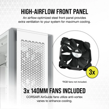 Load image into Gallery viewer, Corsair 7000D Airflow Tempered Glass Full Tower PC CASE, White - 6x3.5&#39;&#39;; 4x2.5&#39;&#39; - Up to 420mm Liquid Cooler, ATX
