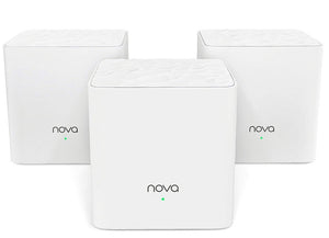 Tenda Home Wi-Fi Mesh System, 3-Pack, 802.11b/g/n/ac, Beamforming, 2 x 3dbi antennas, Smartphone Managed, Parental Control - Nova MW3