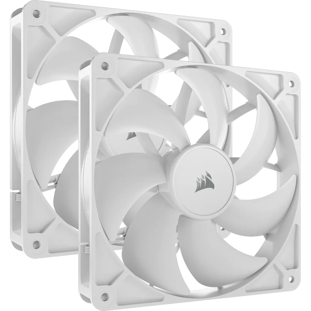 CORSAIR RS140 140mm PWM Fans Dual Pack, Noise level (high speed): 36 dB, Maximum airflow: 95.5 cfm, 330 RPM, 1700 RPM max, Product colour: White