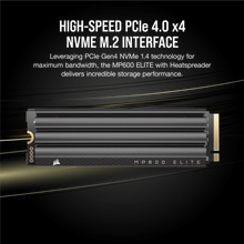 Load image into Gallery viewer, Corsair MP600 ELITE 2TB Gen4 PCIe x4 NVMe M.2 SSD with heatsink, Component for PC
