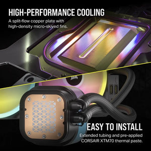 Corsair iCUE Link H115i RGB Liquid CPU Cooler - QX140 RGB Fans - 280mm Radiator - Fits Intel LGA 1700; AMD AM5 - Hub included