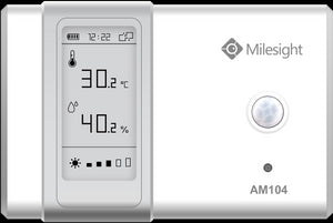 Milesight Indoor Ambience Monitoring Sensor Temperature, Humidity, Motion, Light Sensor, 2x AA Alkaline Batteries/Type-C Port Power PSU, E-ink Display