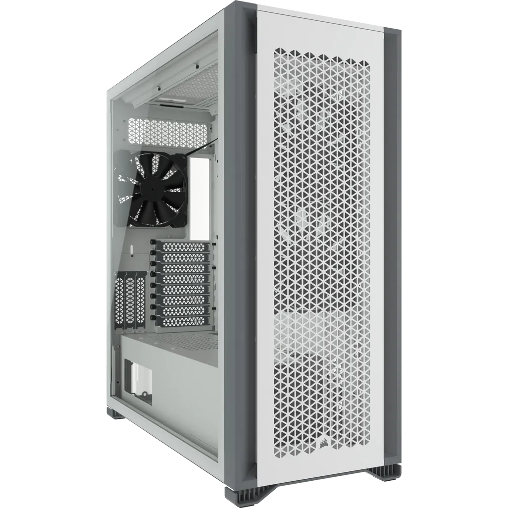 Corsair 7000D Airflow Tempered Glass Full Tower PC CASE, White - 6x3.5''; 4x2.5'' - Up to 420mm Liquid Cooler, ATX