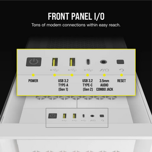 Corsair iCUE 5000D RGB Airflow Tempered Glass Mid-Tower PC CASE; White, Width: 245 mm, Depth: 520 mm, Height: 520 mm