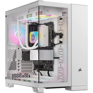 CORSAIR 6500X Mid-Tower Dual Chamber PC CASE, Tempered Glass, Compatible with reverse connector motherboards, Supports BTF, White