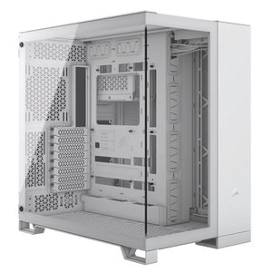 CORSAIR 6500X Mid-Tower Dual Chamber PC CASE, Tempered Glass, Compatible with reverse connector motherboards, Supports BTF, White