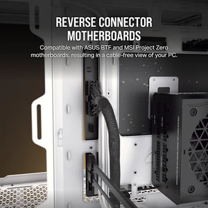 CORSAIR 6500X Mid-Tower Dual Chamber PC CASE, Tempered Glass, Compatible with reverse connector motherboards, Supports BTF, White